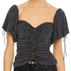 For Love & Lemons Ava Ruched Glitter Top XS